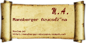 Mansberger Azucséna névjegykártya